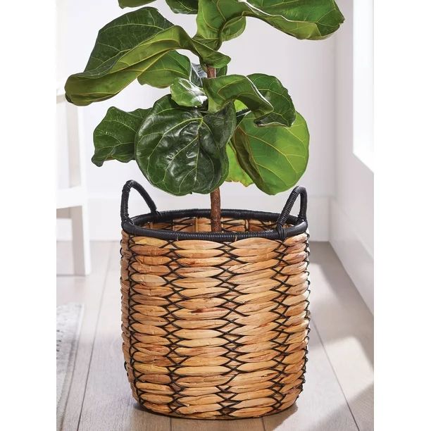 Better Homes & Gardens 12 Inch Claren Woven Water Hyacinth Basket Planter - Walmart.com | Walmart (US)