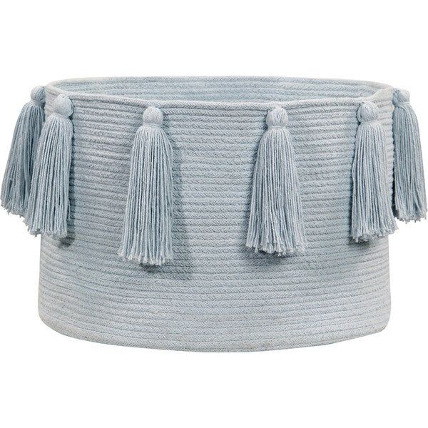 Tassels Basket, Soft Blue | Maisonette