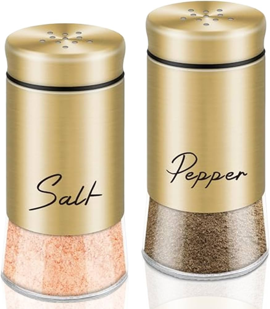 Salt and Pepper Shakers Set 150ml Glass Salt and Pepper Shakers with Stainless Steel Lids Refilla... | Amazon (US)