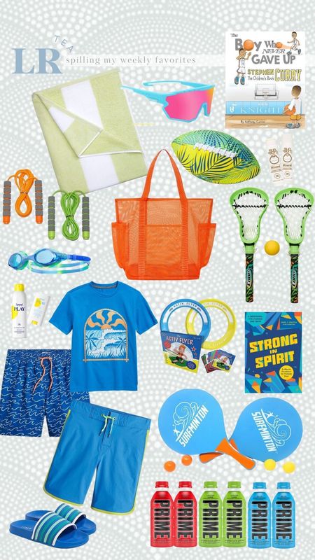 What we put in our kiddos Easter Baskets - SUMMER! All items for the pool and summertime!  Summer themed Easter Baskets include pool bag/ beach bag, towel, swimsuit, T-shirt, sandals, beach toys, footballs, pool float, sidewalk chalk, goggles, sunglasses, etc. #easter Great example of an Easter Basket for a 7-11 year old little boy! 

#LTKSeasonal #LTKfamily #LTKkids