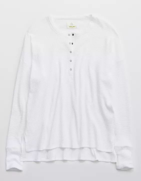 OFFLINE Waffle Henley Long Sleeve T-Shirt | American Eagle Outfitters (US & CA)