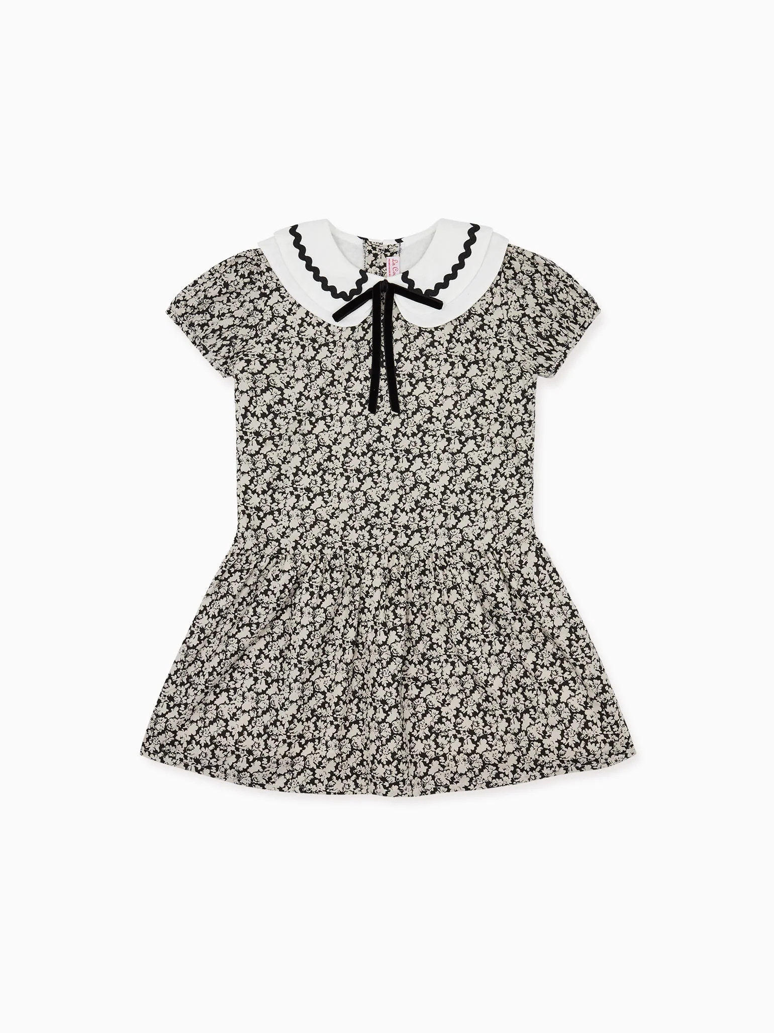 Black Floral Xana Girl Drop Waist Dress | La Coqueta (US)