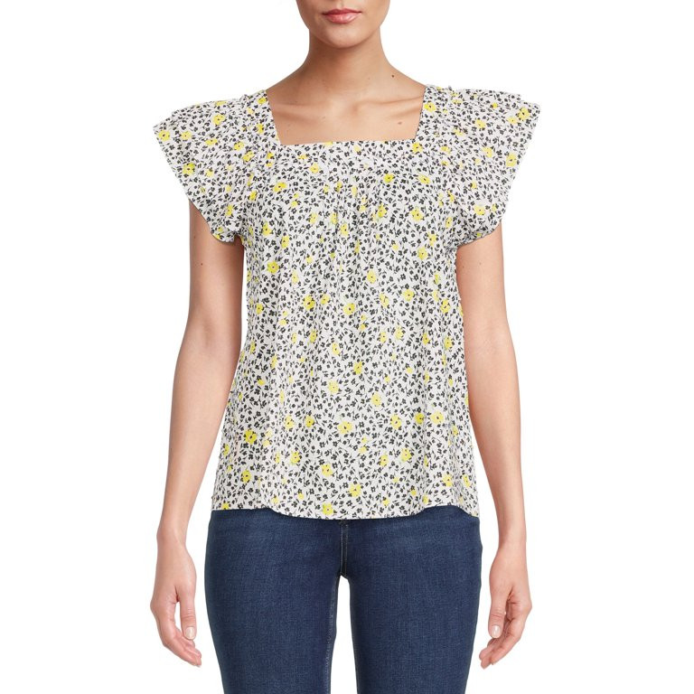 The Get Women's Pleated Ruffle Top | Walmart (US)