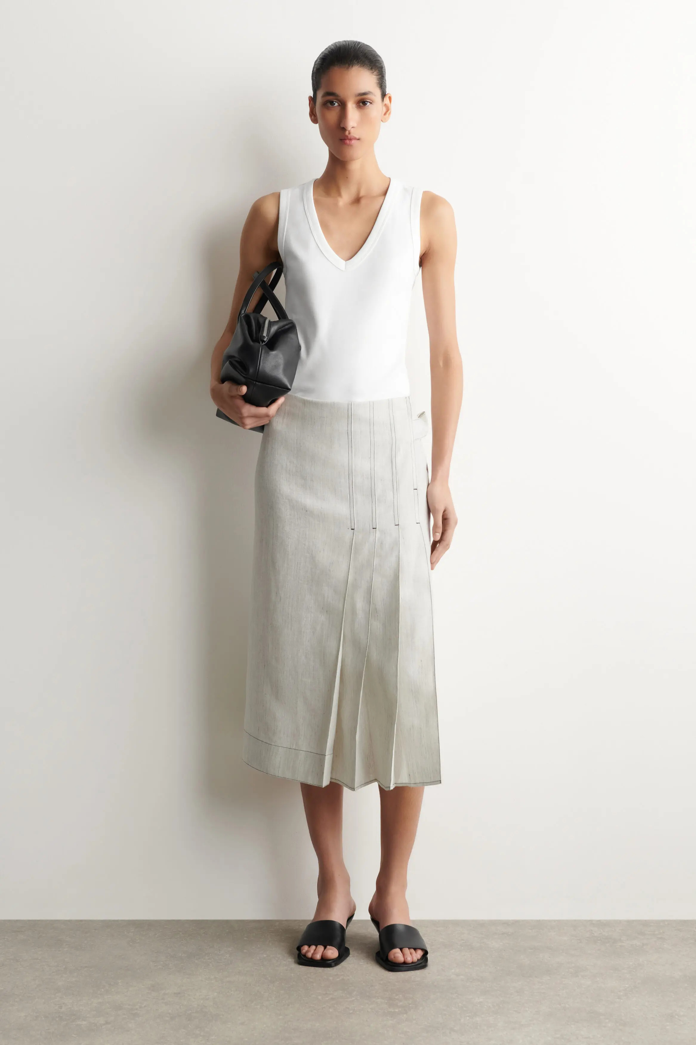 Belted Pleated Linen Midi Skirt (Women) | Nordstrom | Nordstrom