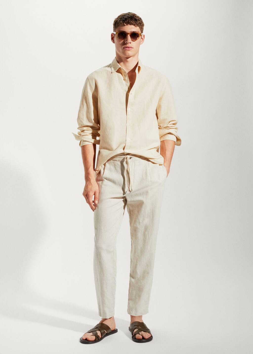 Cotton linen-blend regular-fit shirt -  Men | Mango Man USA | MANGO (US)