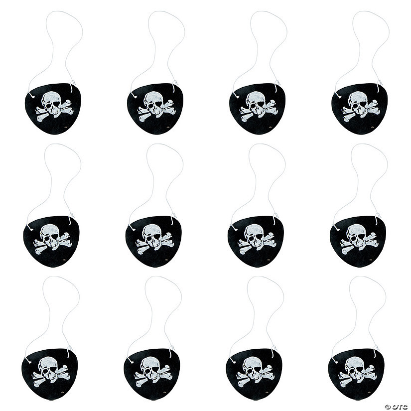 2 1/2" Skull & Crossbones Black Felt Pirate Eye Patches - 12 Pc. | Oriental Trading Company