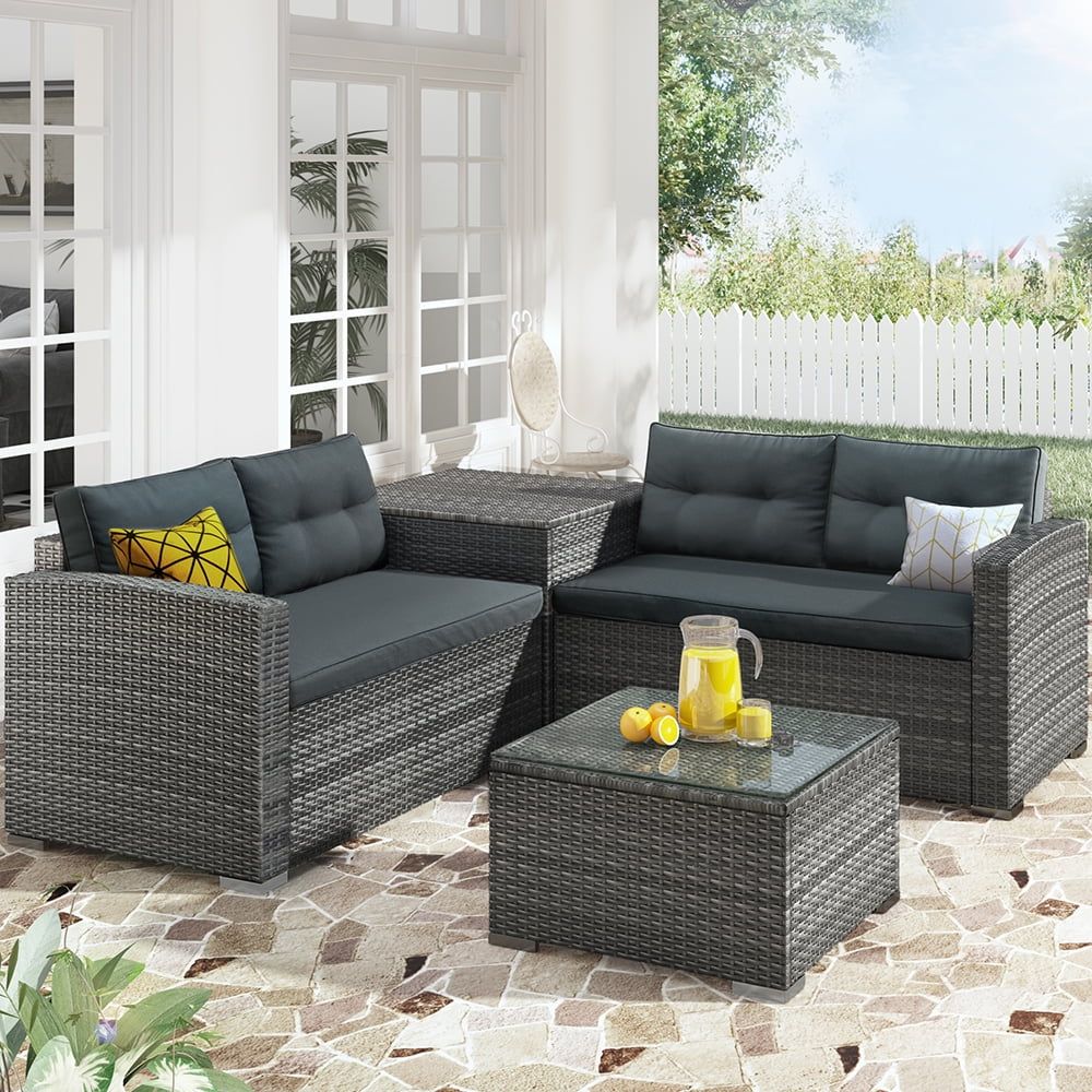 Dinsshqi 4 piece Outdoor Patio Conversation Furniture Sets on Sale Patio Wicker Furniture Dining ... | Walmart (US)
