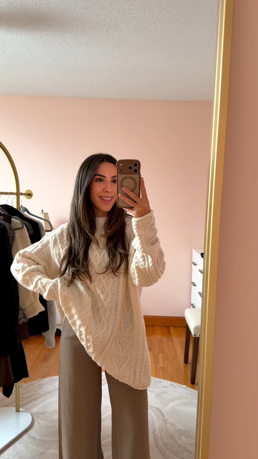 Size XS in oversized sweater and size S in lodge pants aka the BEST PANTS EVER! 

#LTKPetite #LTKootd