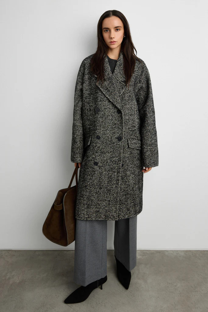 OVERSIZED WOOL-BLEND DOUBLE-BREASTED COAT | OAK + FORT