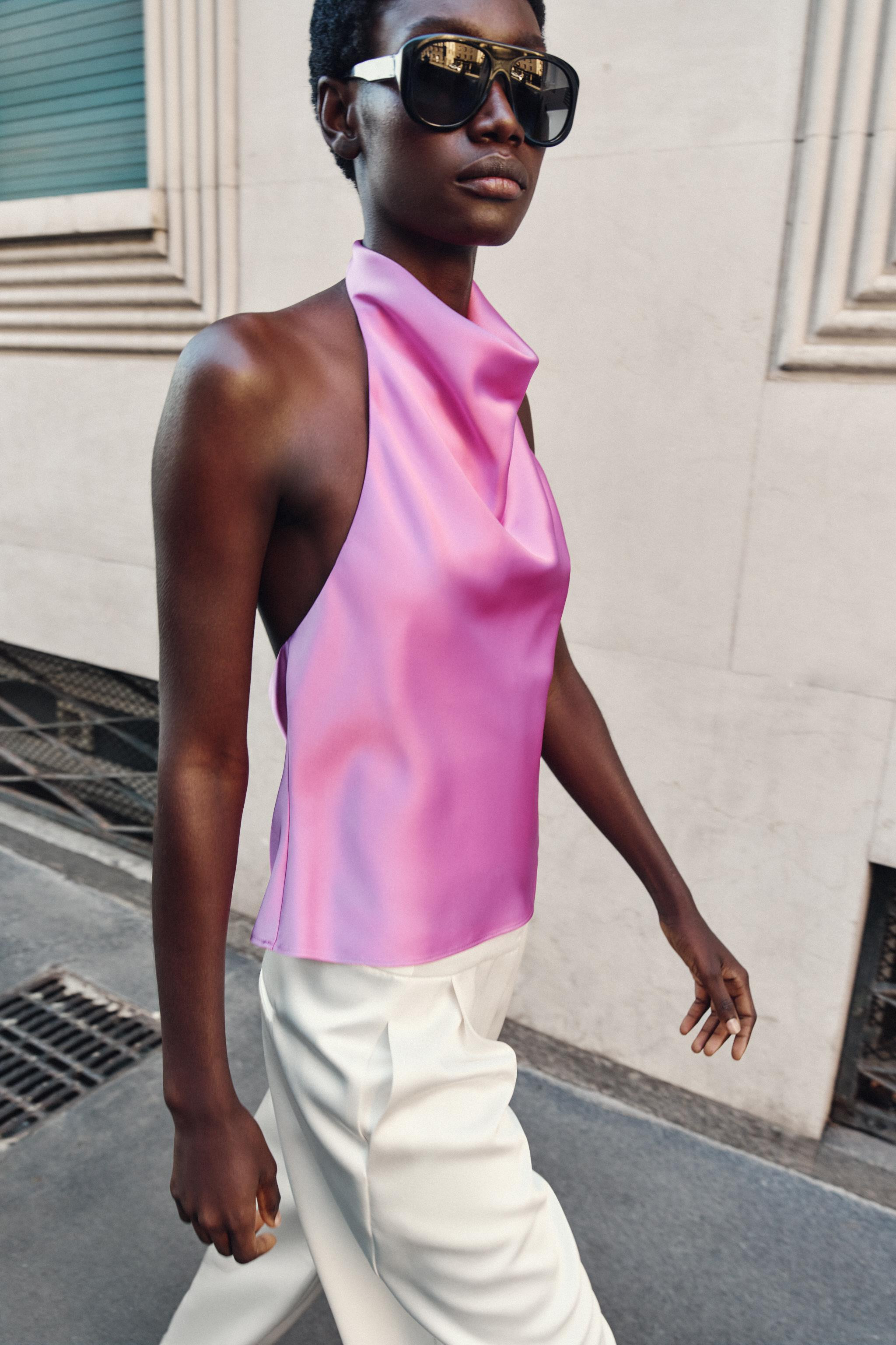 SATIN EFFECT HALTER TOP | Zara US