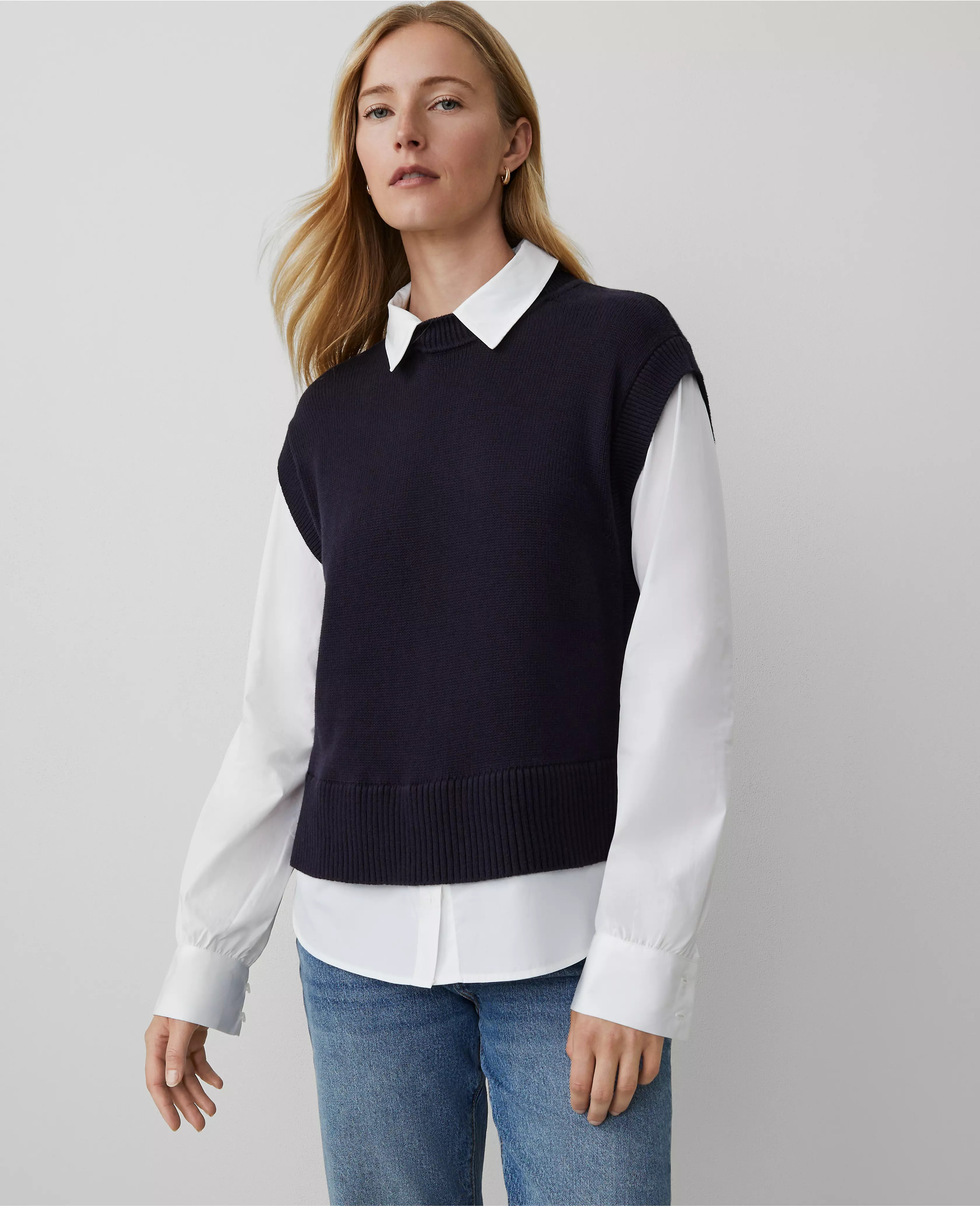 Layered Mixed Media Sweater | Ann Taylor