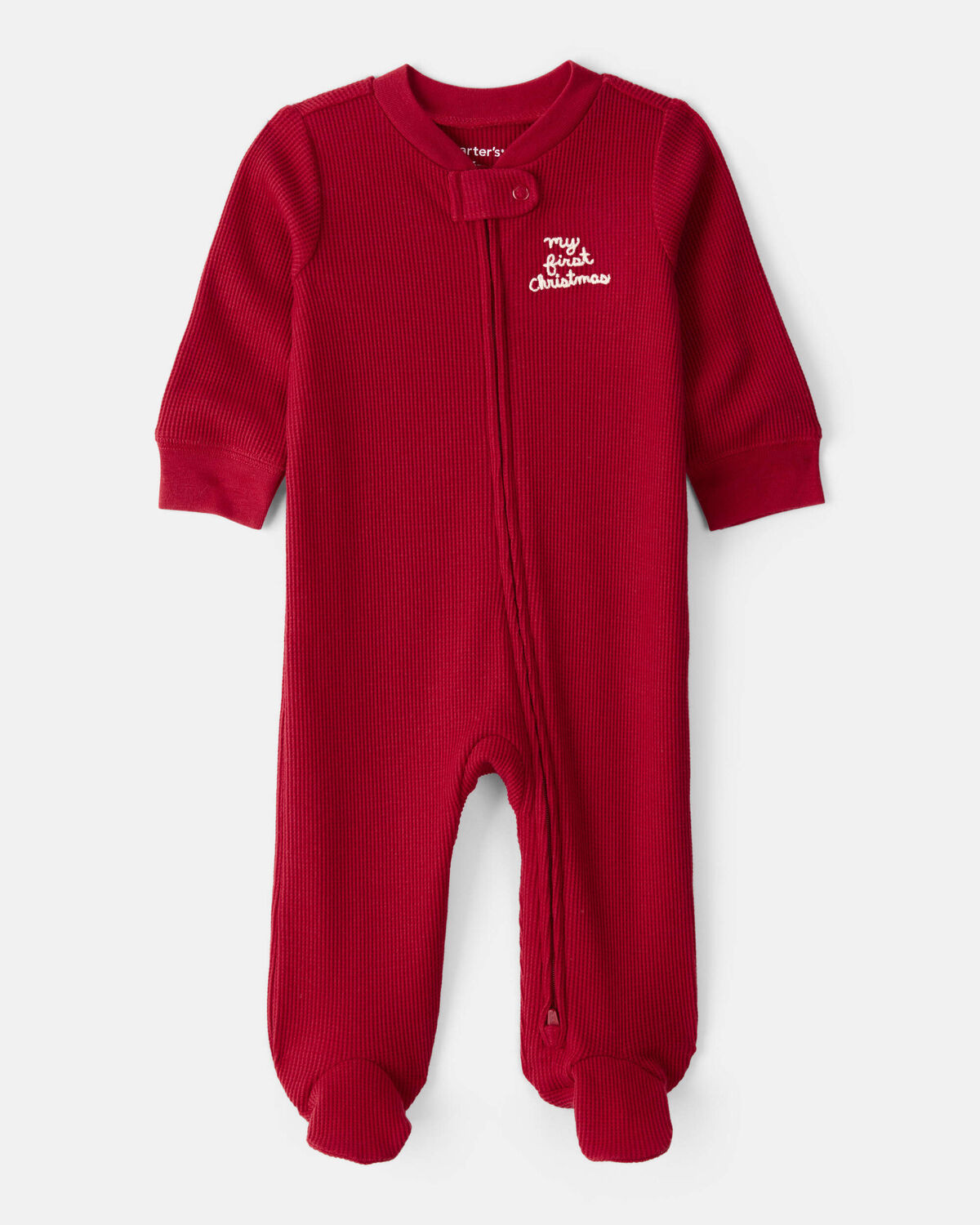 Baby My First Christmas Holiday Red Cotton Sleep & Play Pajamas - Red | Carter's Inc