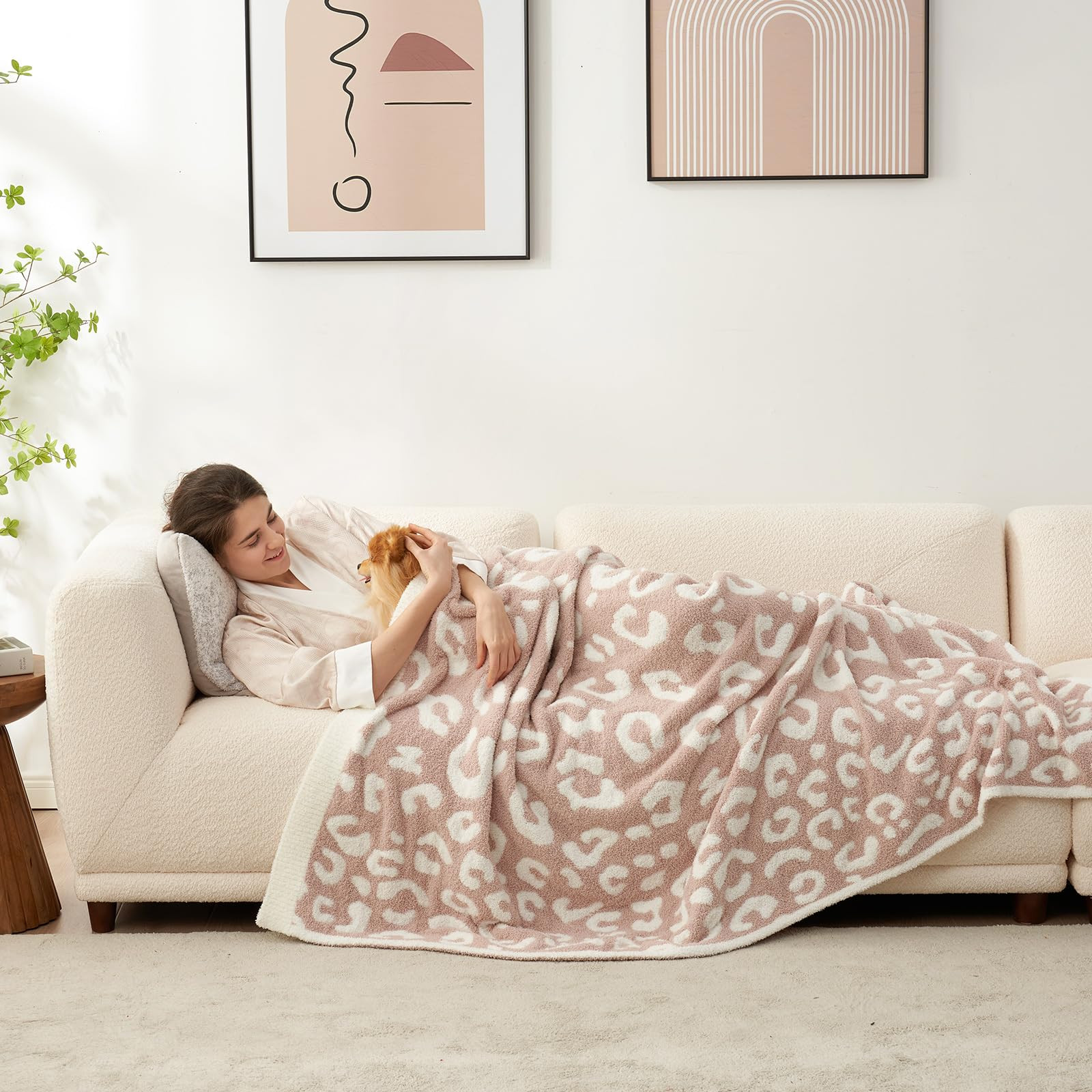 Snuggle Sac Leopard Throw Blanket for Couch Bed Sofa 50x60 inches, Reversible Beige Leopard Blank... | Amazon (US)