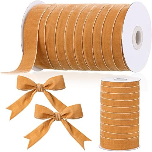 Vintage Velvet Ribbon Single Face Spool Satin Velvet Ribbon for Valentine's Day Wedding Christmas... | Amazon (US)