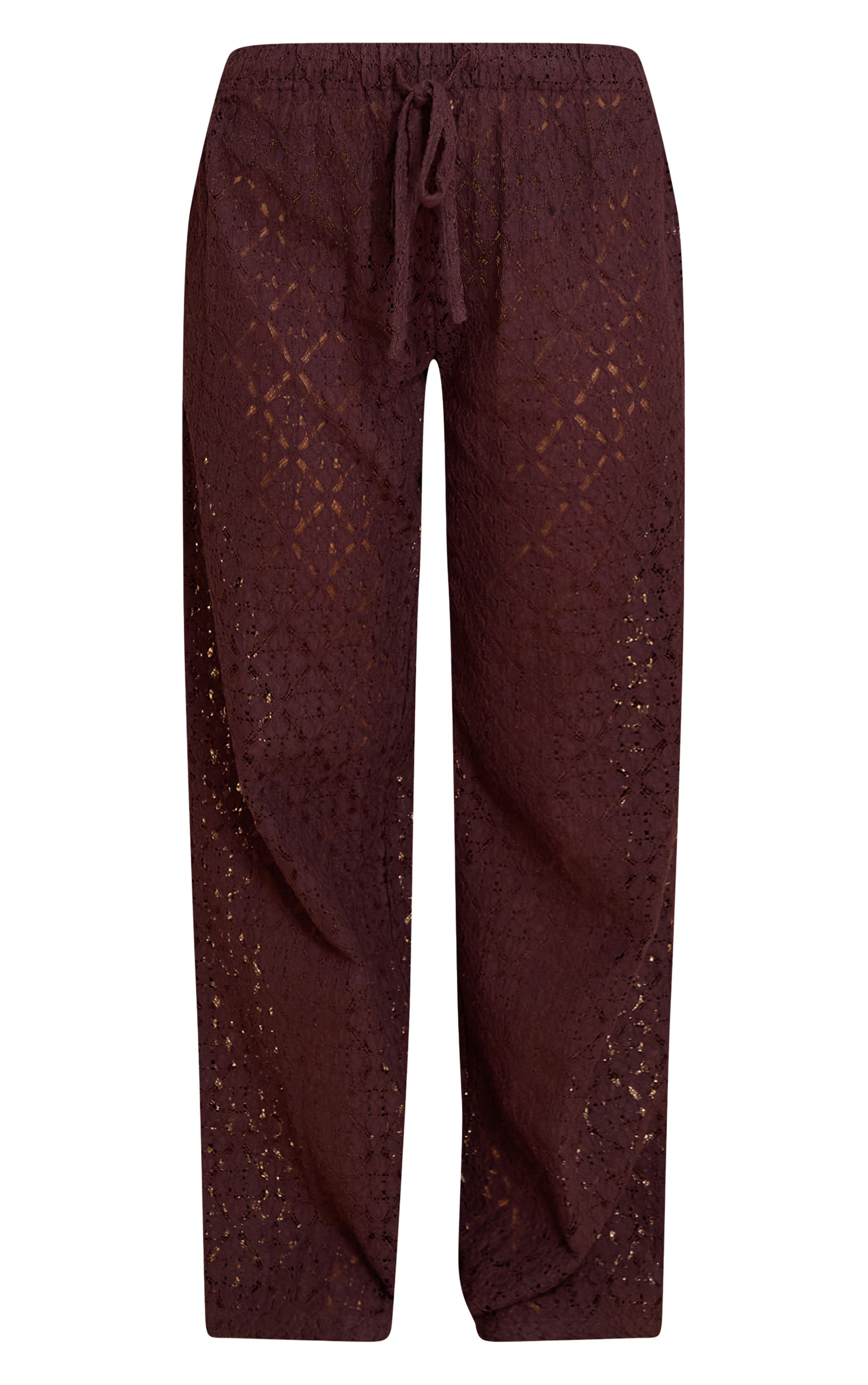 Brown Lace Straight Leg Trouser | PrettyLittleThing UK