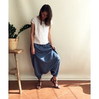 Ready To Ship Blue Linen Harem Pants Size Xs, Yoga Pants, Trousers, Baggy Pants, Women Trousers For Women, Aladdin Pants | Etsy (US)