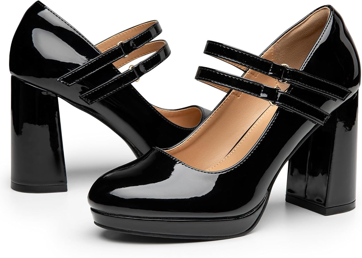 Trary Platform Mary Jane Shoes Womens Heels, Chunky Heels Mary Janes Dress Shoes for Women Close ... | Amazon (US)