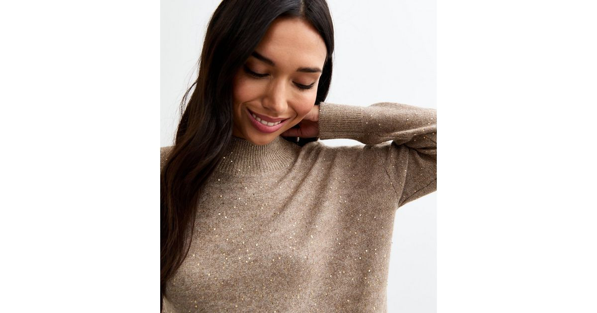 Mink Sequin Embellished Knitted Jumper | New Look | New Look (UK)