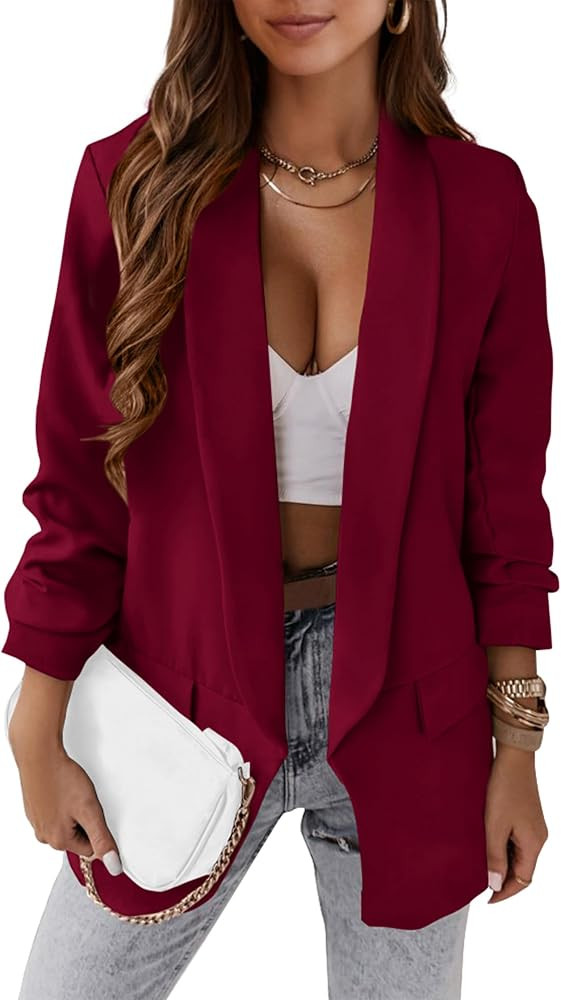 KIRUNDO Blazers for Women Oversized Business Casual 2025 Fall Fashion Long Sleeve Open Front Work... | Amazon (US)