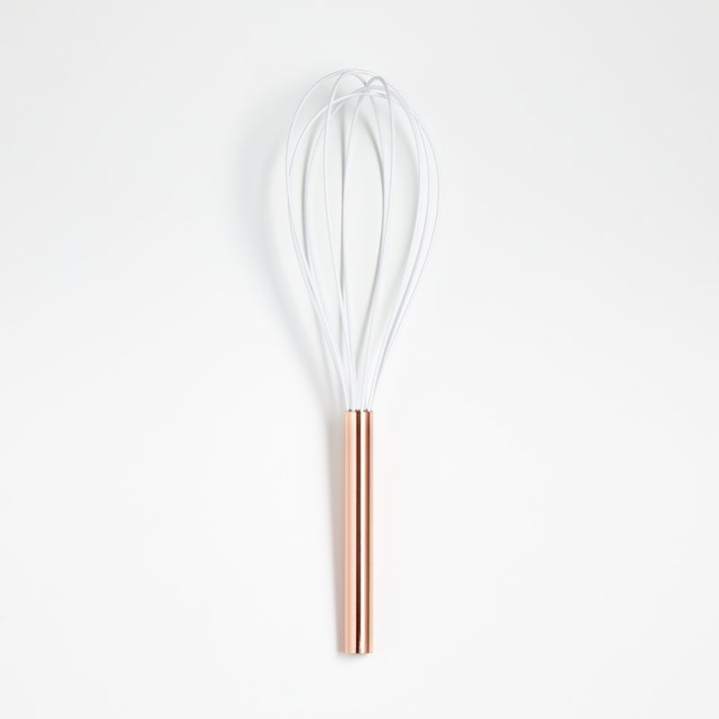 Ada White Silicone Whisk with Copper Handle + Reviews | Crate & Barrel | Crate & Barrel