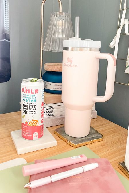 Work from home morning essentials 
Bubblr seltzer water
40 oz Stanley 
Candle warmer 
Dupe candle from Walmart
Office essentials (planner, highlighter, and pen)

#LTKhome #LTKfindsunder50