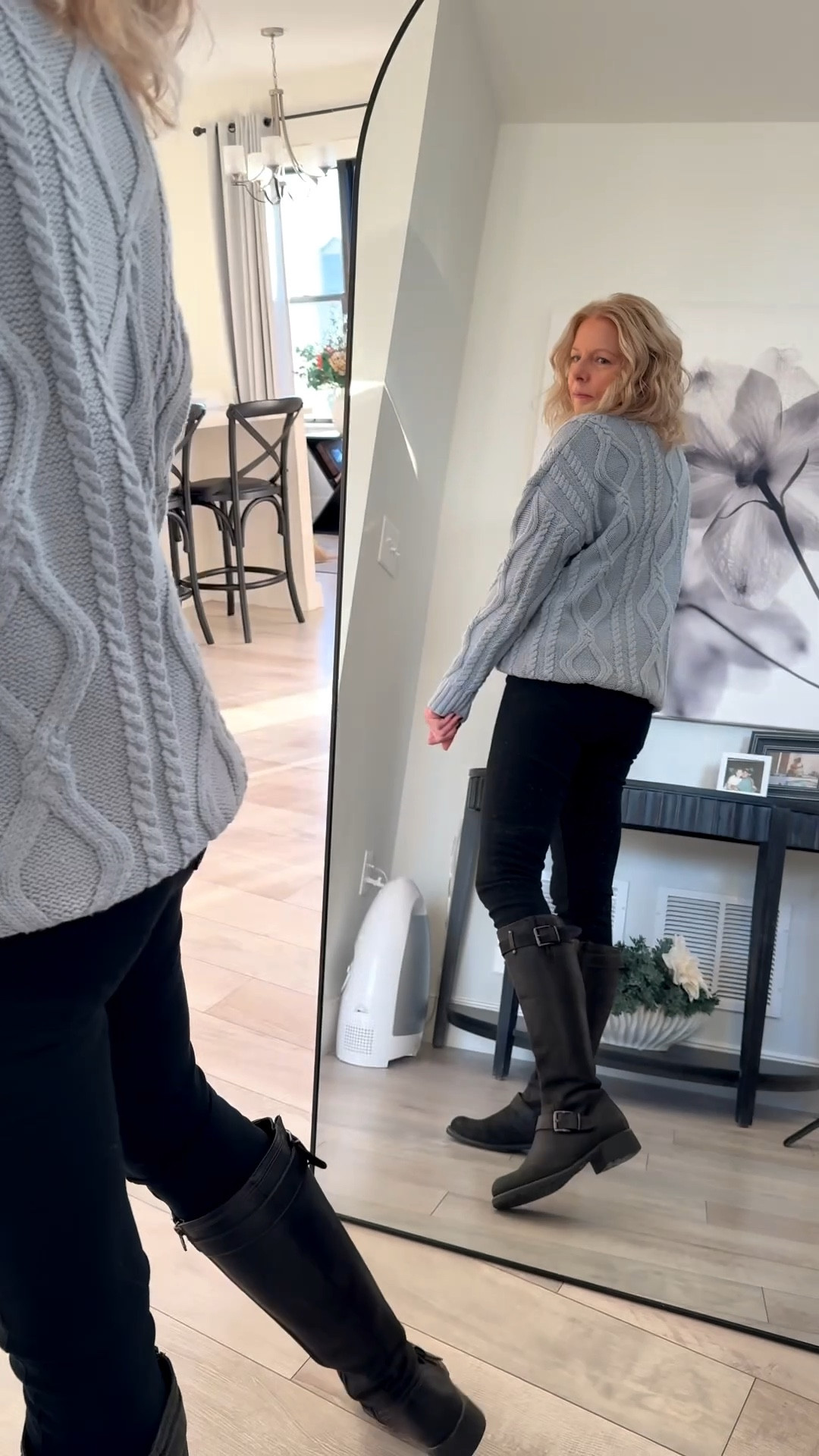 Happy Monday!  Yep, I’m still wearing my skinny jeans! Added a cozy cable knit sweater and riding boots for a quick and easy work outfit.  This would make a cute Thanksgiving outfit too! Sweater is linked but the rest is just from my closet. #timelessstyle #outfitinspo #ootd #fallfashion #whattowear #thanksgiving 

#LTKWorkwear #LTKgrwm #LTKmorningroutine