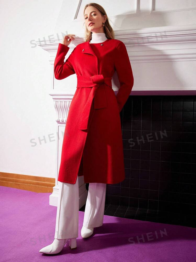 Belted Wool Coat | SHEIN