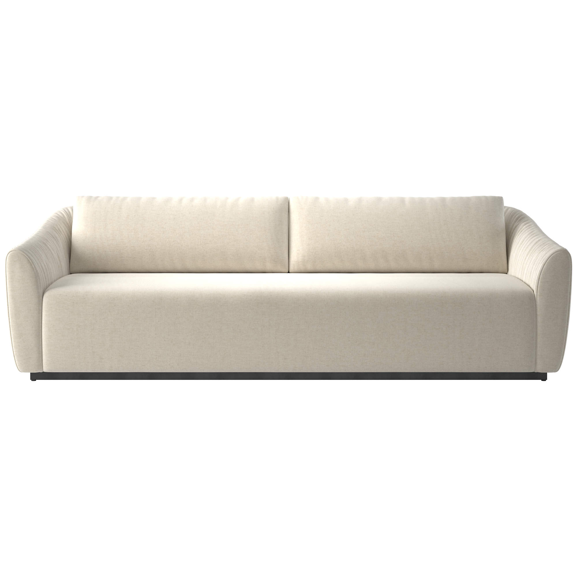 Emile 99" Dark Brown Ruched Velvet Sofa + Reviews | CB2 | CB2