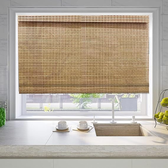 Cordless Wood Window Roman Shades, Bamboo Light Filtering Window Blinds for Indoor Home, Kitche... | Amazon (US)