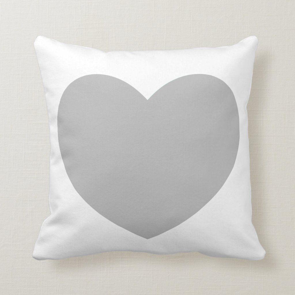 Gray Heart Pillow | Zazzle