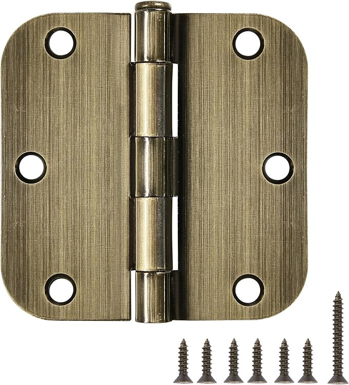12 Pack Antique Brass Door Hinges 3.5 Inch Interior 3 1/2" Round 5/8" Radius Heavy Duty Metal Har... | Amazon (US)