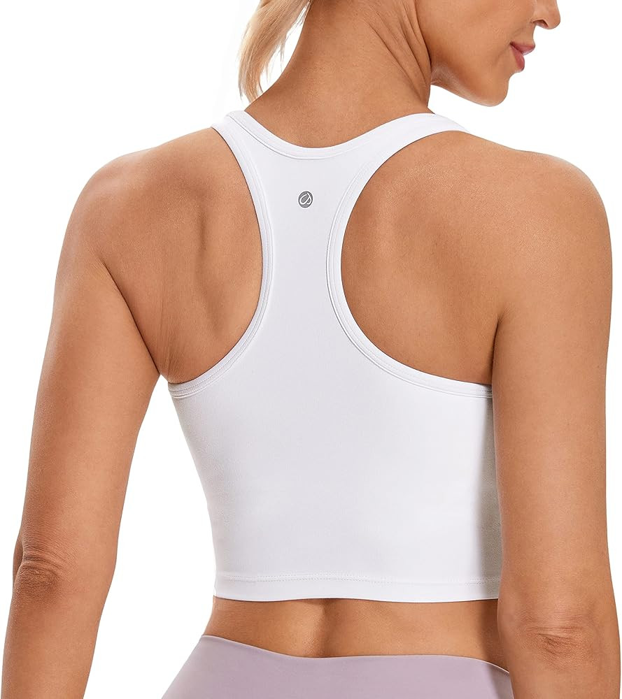 CRZ YOGA Butterluxe Womens Y-Back Racerback Longline Sports Bra - Padded Scoop Neck Workout Crop ... | Amazon (US)