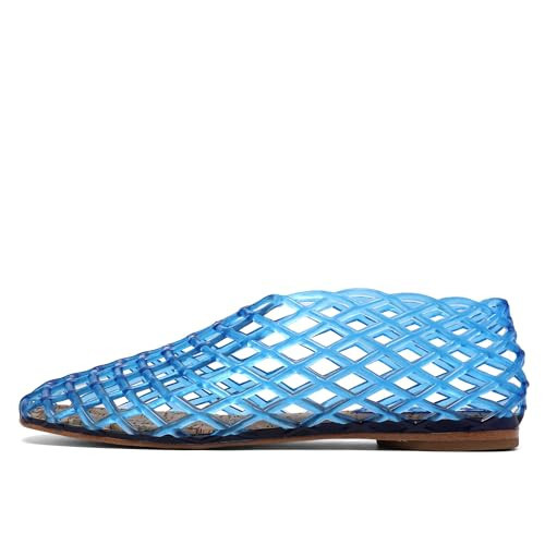 Molozoey Women's Blue Jelly Mesh Ballet Flats, Size 5, Closed Toe, Adult, Casual, Modern, Water Resistant, No Heel, Round Toe, Lightweight, Mesh, Jelly, Slingback, Sandal | Amazon (US)