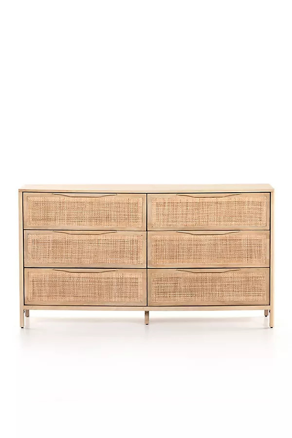 Sydney Six-Drawer Cane & Wood Dresser | Anthropologie (US)