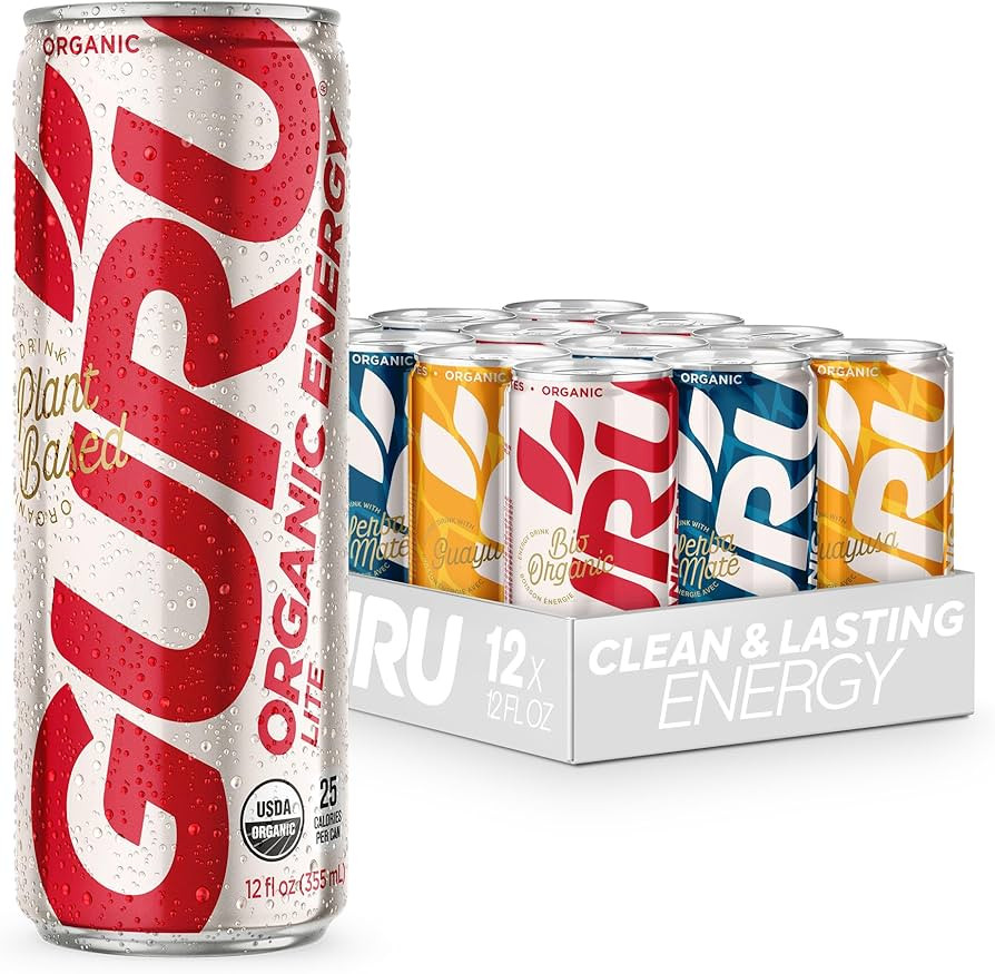 GURU Variety Pack, Clean Energy Drink, Organic Energy Drinks, 142 mg Natural Caffeine with Green ... | Amazon (US)