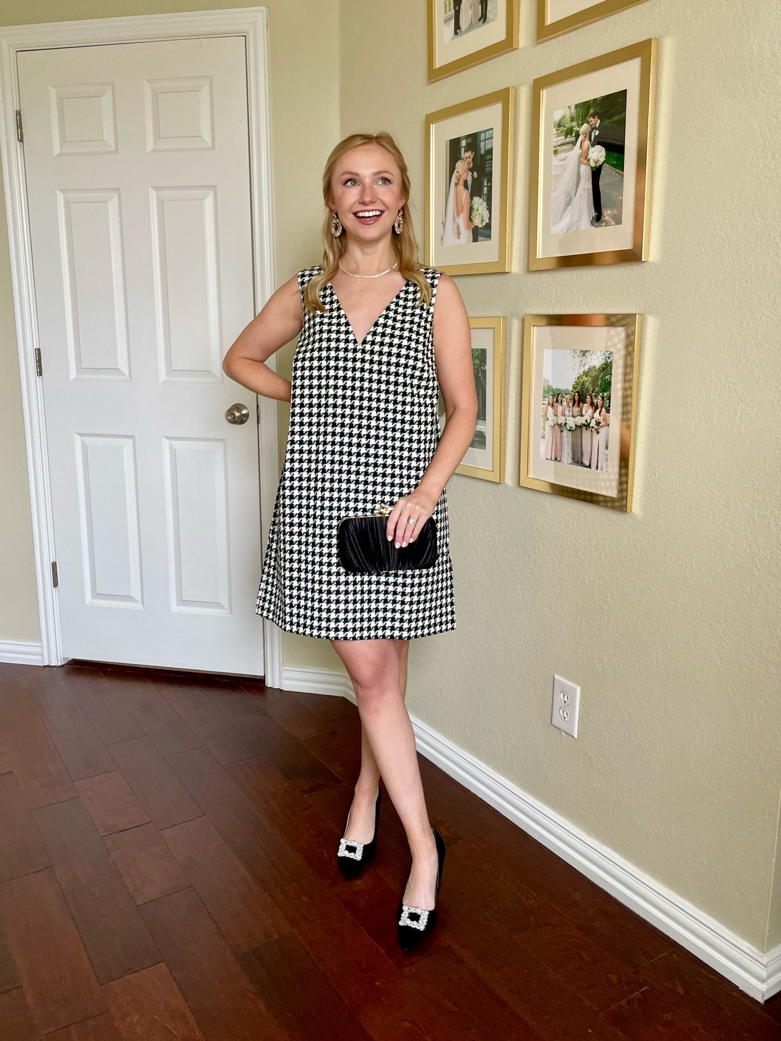Wearing a 0 | houndstooth dress, houndstooth, holiday outfit, holiday party outfit 

#LTKStyleTip #LTKSeasonal #LTKHoliday