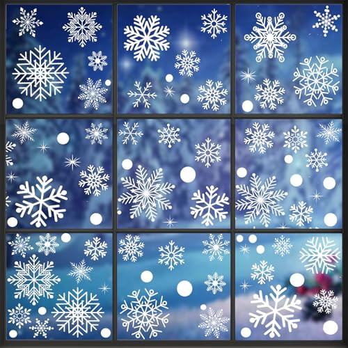 152pcs Christmas Decorations Indoor, Snowflakes Window Clings Stickers for Christmas Winter Oraments Xmas Decor, Multi Patterns White Snowflake Window Decals for Christmas Party | Amazon (US)