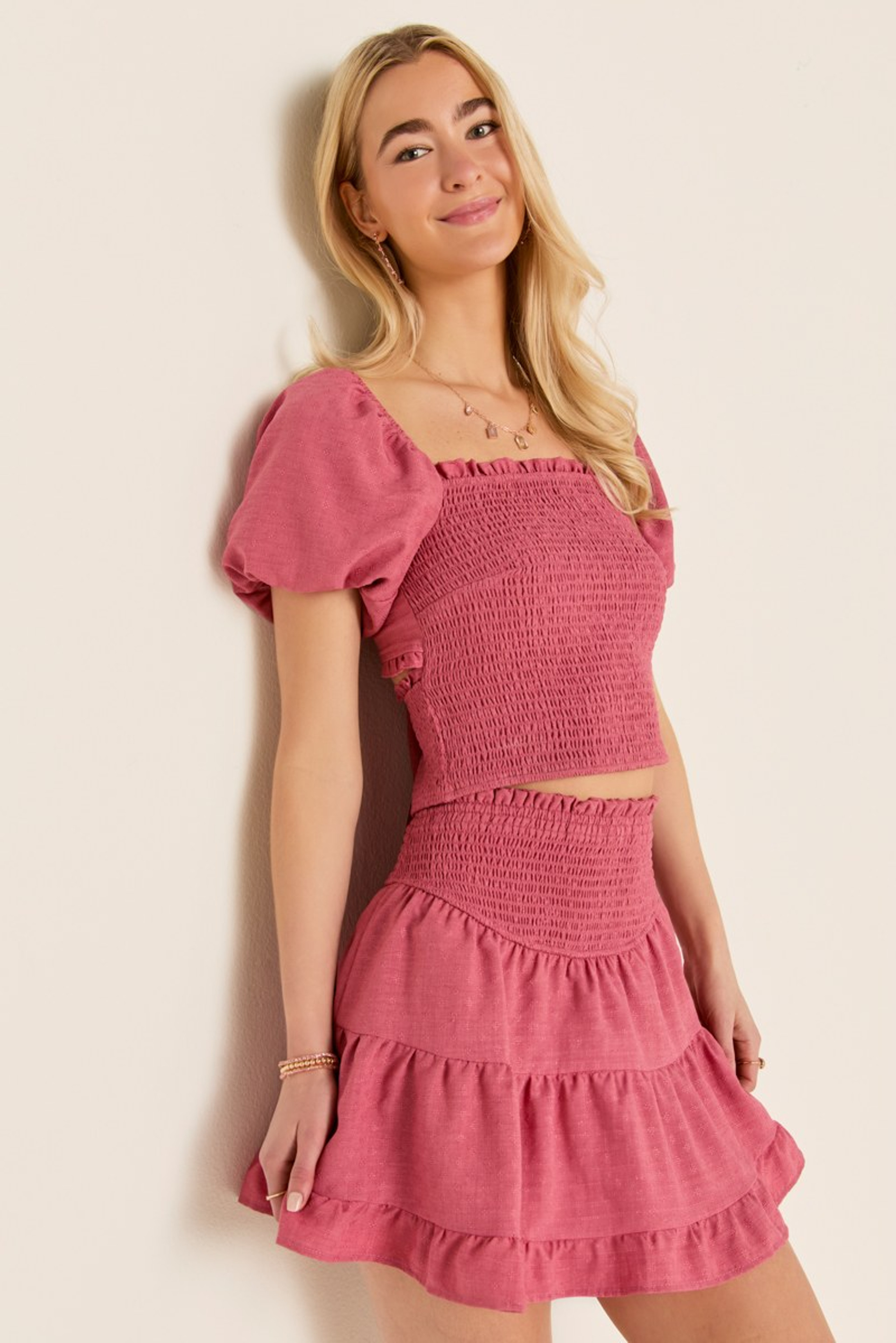Patti Tiered Smock Waist Mini Flippy Skirt | Francesca's