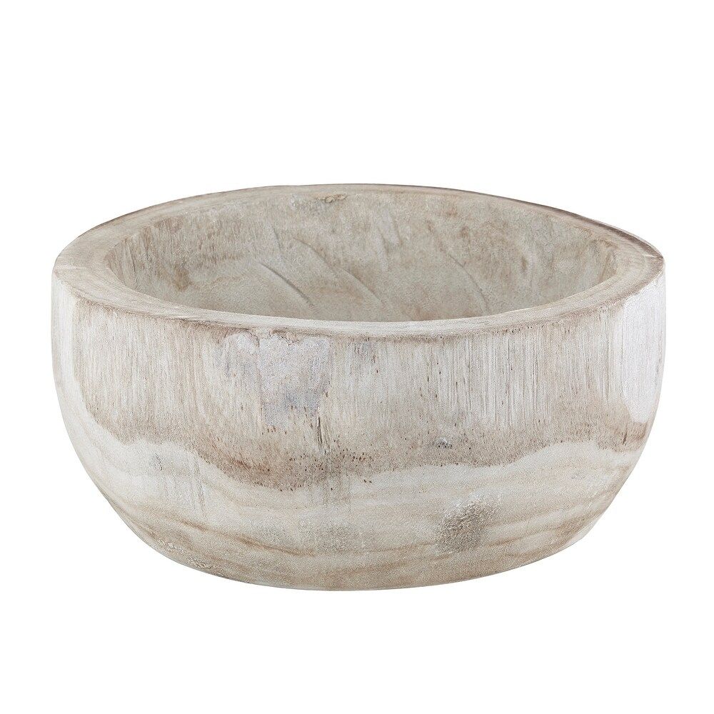 11.5" Wooden Serving Bowl - 6" high x 11.5" in diameter (White - 6" high x 11.5" in diameter) | Bed Bath & Beyond