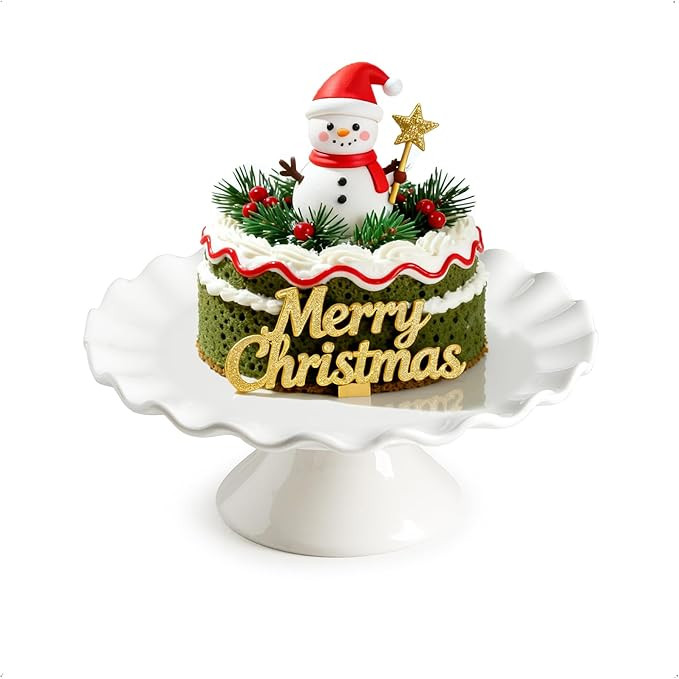 Small Cake Stand for Cupcakes, Donuts, 8 Inch Porcelain Cake Stand for Dessert Table, Vintage Cup... | Amazon (US)