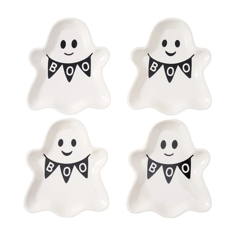 Way to Celebrate Halloween Ceramic Ghost Appetizer Plates, 4 Pack | Walmart (US)