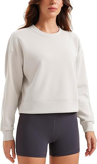 CRZ YOGA Womens SoftAura Crewneck Sweatshirt Long Sleeve Workout Casual Pullover Basic Fall Tops | Amazon (US)