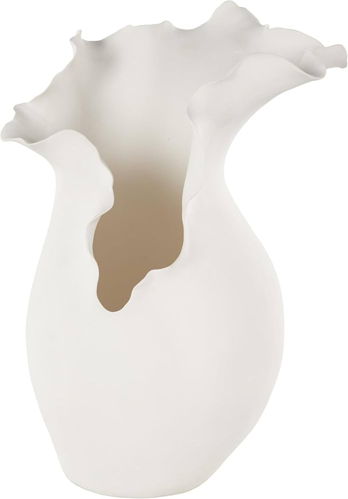 Deco 79 Ceramic Abstract Decorative Vase Floral Inspired Centerpiece Vase with Wavy Edge, Flower ... | Amazon (US)