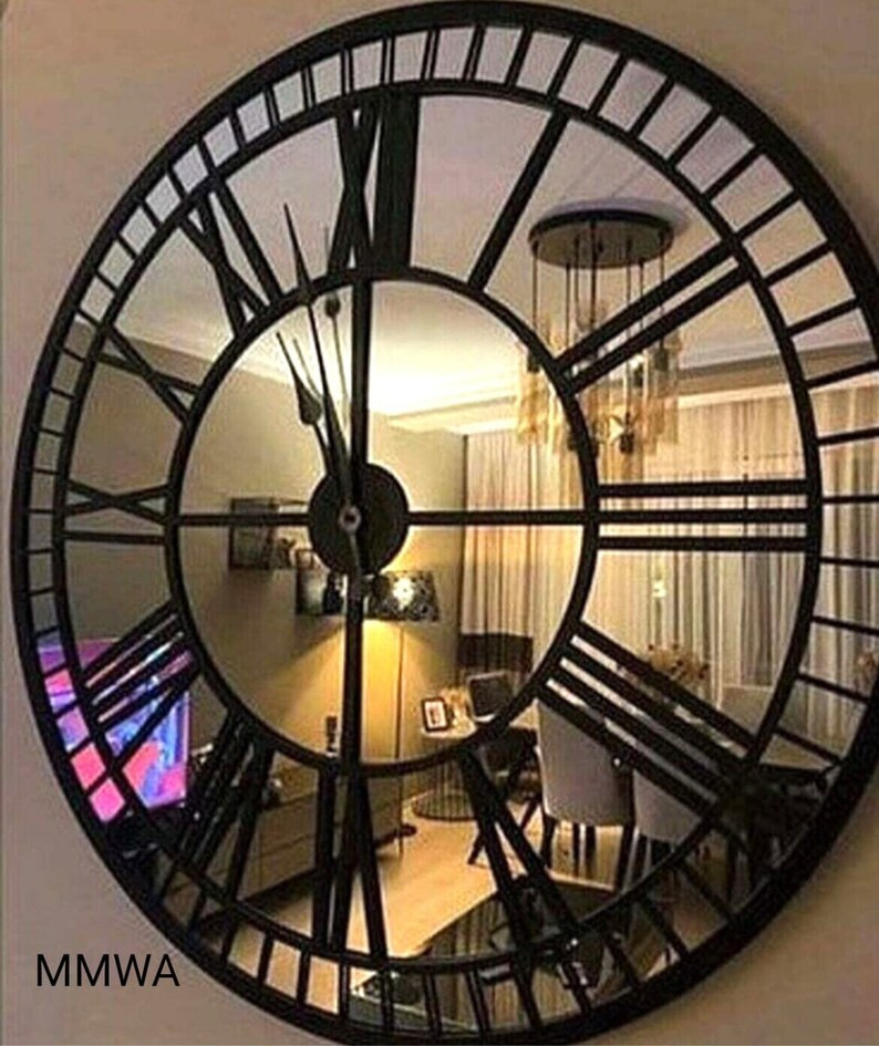 Black Large Wall Clock Plexiglas Mirror Clock black Colored - Etsy | Etsy (US)