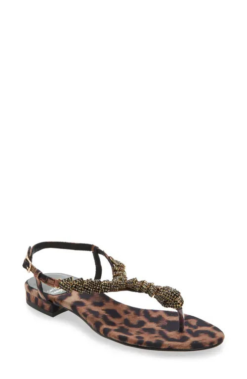 Jeffrey Campbell Kaa Snake Sandal in Beige Black Cheetah Satin at Nordstrom, Size 9.5 | Nordstrom