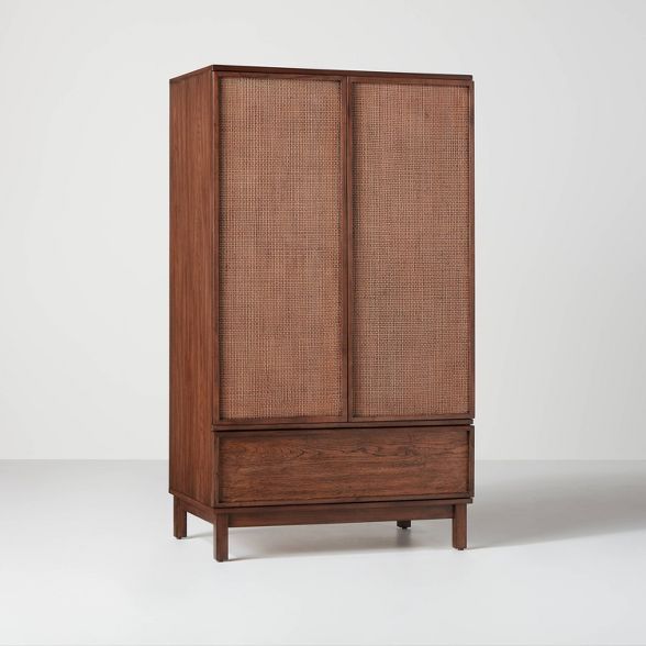 Transitional Wood & Cane Armoire Brown - Hearth & Hand™ with Magnolia | Target
