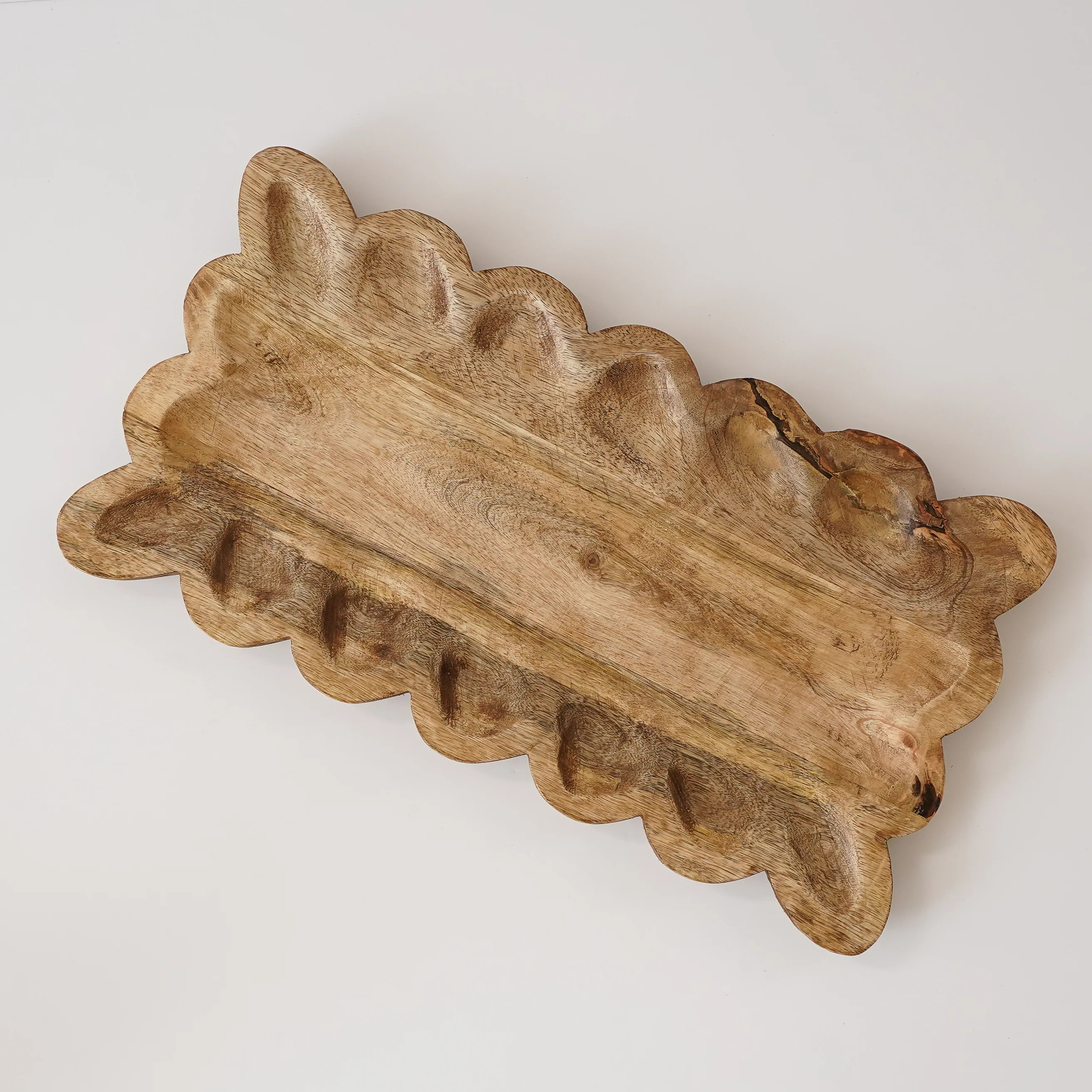 Careen Scalloped Wood Tray | MJHome