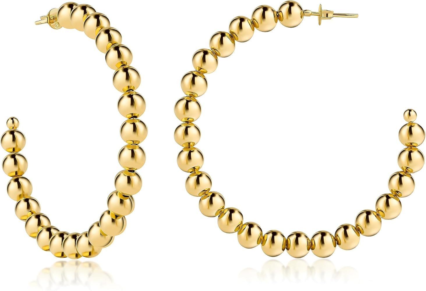 Barzel 18K Gold Plated Ball Hoop Earrings - Made In Brazil | Amazon (US)
