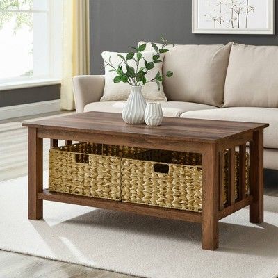 Mission Coffee Table with Woven Baskets - Saracina Home | Target