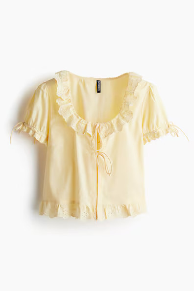 H & M - Baumwollbluse mit Volants - Gelb - Damen | H&M (DE, AT, CH, NL, FI)